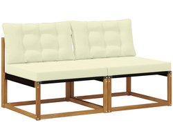 vidaXL - 2 - Stuk - Buiten - Midden - Sofa - Massief - Acacia - Hout - Naturel