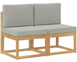 vidaXL - 2 - Stuk - Buiten - Midden - Sofa - Massief - Acacia - Hout - Wit