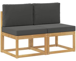 vidaXL - 2 - Stuk - Buiten - Midden - Sofa - Massief - Acacia - Hout - Wit