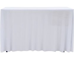 vidaXL 2 Tafelhoezen Stretch 120x60,5x74 cm Wit Tafelhoes - Statafelhoes - Tafelkleden - Decoratief - Partydecoratie