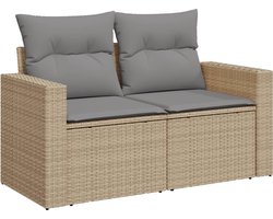 vidaXL 2-zits Tuinbank met Kussens - Beige Tuinbank - Lounge Set - Buitendecoratie - Outdoor Furniture - Patio Set - Relaxstoel - Garden Sofa - Wicker Furniture - Pe Rattan