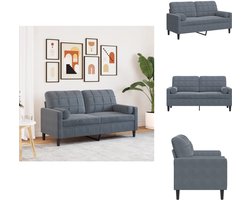 vidaXL 2-zitsbank - 2-zitsbanken - Bank - Loveseat - Tweezitsbank met sierkussens 140 cm fluweel donkergrijs