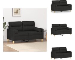 vidaXL 2-zitsbank - 2-zitsbanken - Tweezitsbank - Bank - Tweezitsbank met sierkussens 120 cm stof zwart