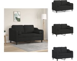 vidaXL 2-zitsbank - 2-zitsbanken - Tweezitsbank - Bank - Tweezitsbank met sierkussens 120 cm stof zwart