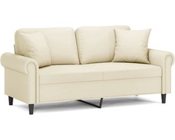 vidaXL 2-zitsbank - Kunstleer - crème - Inclusief kussens Twee Persoons Bank - Sofa Crème - Lederlook Sofa - Bankstel - Lounge Stoffen Bank