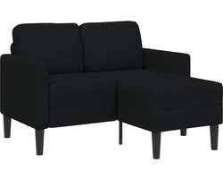 vidaXL - 2-zitsbank - met - ligchaise - L-vormig - 125 - cm - stof - zwart
