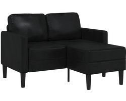 vidaXL - 2-zitsbank - met - ligstoel - L-vormig - 125 - cm - kunstleer - zwart