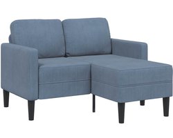 vidaXL - 2-zitsbank - met - ligstoel - L-vormig - 125 - cm - linnen - blauw