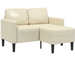 vidaXL - 2-zitsbank - met - ligstoel - L-vormig - crèmekleurig - 125 - cm - kunstleer