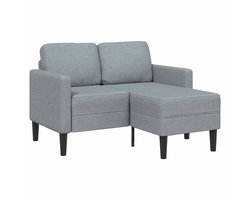 vidaXL - 2-zitsbank - met - ligstoel - L-vormig - lichtgrijs - 125 - cm - stof