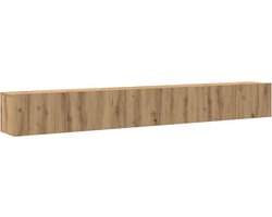 vidaXL - 3-delig - Tv-meubelset - wandmontage - bewerkt - hout - artisanaal - eiken