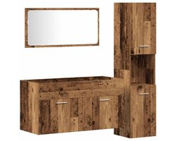 vidaXL - 3-delige - Badkamermeubelset - bewerkt - hout - oud - houtkleurig