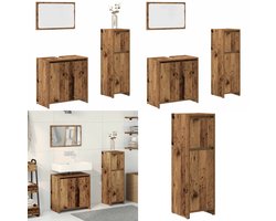 vidaXL 3-delige Badkamermeubelset bewerkt hout oud houtkleurig - Badkamermeubelset - Badkamermeubelsets - Badkamerkast - Badkameropbergkast