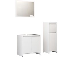 vidaXL - 3-delige - Badkamermeubelset - bewerkt - hout - wit