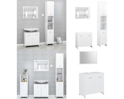 vidaXL 3-delige Badkamermeubelset bewerkt hout wit - Badkamermeubelset - Badkamermeubelsets - Badmeubelset - Badmeubelsets