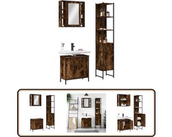 vidaXL 3-delige Badkamermeubelset - Gerookt Eiken Badkamermeubelset - Badkamermeubelsets - Badkamerset - Wastafelmeubel