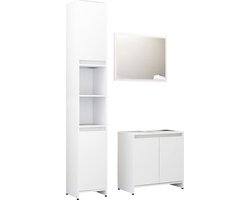 vidaXL - 3-delige - Badkamermeubelset - spaanplaat - wit