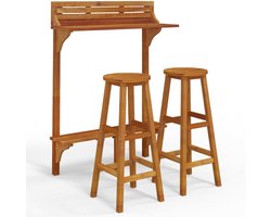 vidaXL - 3-delige - Balkonbarset - massief - acaciahout