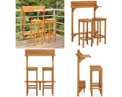vidaXL 3-delige Balkonbarset massief acaciahout - Tuinmeubelset - Tuinmeubelsets - Tuinset - Tuinsets
