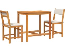 vidaXL - 3-delige - Balkonset - met - kussens - massief - acaciahout