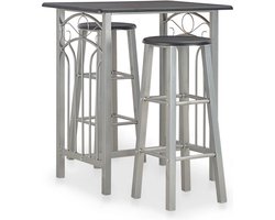 vidaXL - 3-delige - Barset - hout - en - staal - zwart