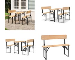 vidaXL - 3-delige - Biertafelset - inklapbaar - massief - vurenhout