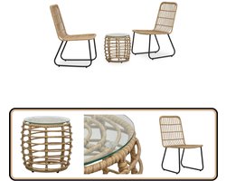 vidaXL 3-delige Bistroset - Eiken en Zwart Tuinmeubels - Bistroset - Buitentijd - Relaxen - Patio