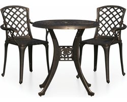 vidaXL - 3-delige - Bistroset - gietaluminium - bronskleurig
