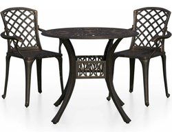 vidaXL - 3-delige - Bistroset - gietaluminium - bronskleurig