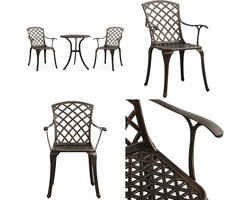 vidaXL 3-delige Bistroset gietaluminium bronskleurig - Bistroset - Bistrosets - Bistro Set - Bistro Sets