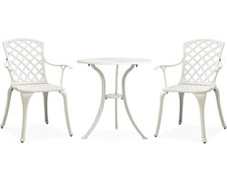 vidaXL - 3-delige - Bistroset - gietaluminium - wit