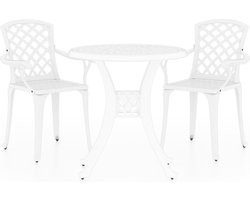 vidaXL - 3-delige - Bistroset - gietaluminium - wit
