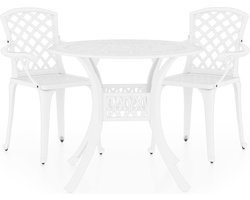 vidaXL - 3-delige - Bistroset - gietaluminium - wit