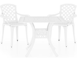 vidaXL - 3-delige - Bistroset - gietaluminium - wit
