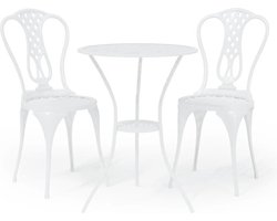 vidaXL - 3-delige - Bistroset - gietaluminium - wit
