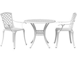 vidaXL - 3-delige - Bistroset - gietaluminium - wit