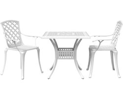 vidaXL - 3-delige - Bistroset - gietaluminium - wit