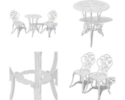 vidaXL 3-delige Bistroset gietaluminium wit - Bistroset Bistrosets - Bistro Set - Bistro Sets - Bistrotafel En Stoelen