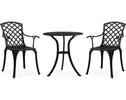 vidaXL - 3-delige - Bistroset - gietaluminium - zwart