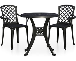 vidaXL - 3-delige - Bistroset - gietaluminium - zwart