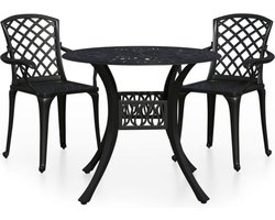 vidaXL - 3-delige - Bistroset - gietaluminium - zwart