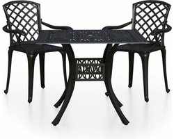 vidaXL - 3-delige - Bistroset - gietaluminium - zwart