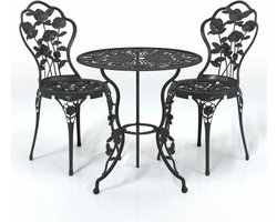 vidaXL - 3-delige - Bistroset - gietaluminium - zwart