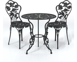 vidaXL 3-delige Bistroset gietaluminium zwart - Bistroset - Bistrosets - Stoel - Stoelen