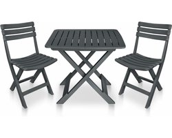 vidaXL - 3-delige - Bistroset - inklapbaar - kunststof - antraciet