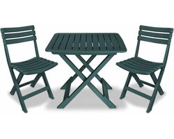vidaXL - 3-delige - Bistroset - inklapbaar - kunststof - groen