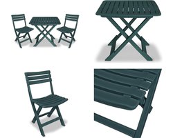 vidaXL 3-delige Bistroset inklapbaar kunststof groen - Tuinset - Tuinsets - Tuin Set - Tuin Sets