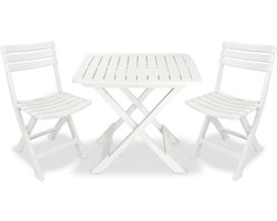 vidaXL - 3-delige - Bistroset - inklapbaar - kunststof - wit