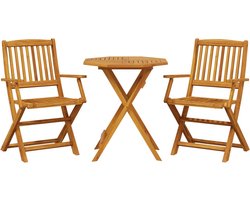 vidaXL - 3-delige - Bistroset - inklapbaar - massief - acaciahout
