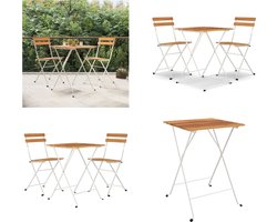 vidaXL - 3-delige - Bistroset - inklapbaar - massief - acaciahout - en - staal